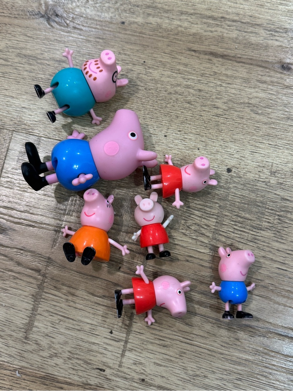 Peppa Pig Figure Lot - Pink Characters in Blue, Red, Orange, Teal